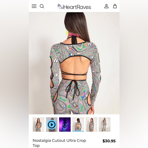 SOLD on Depop - NWOT iHeartRaves Nostalgia Ultra Crop Top - Picture 6 of 6